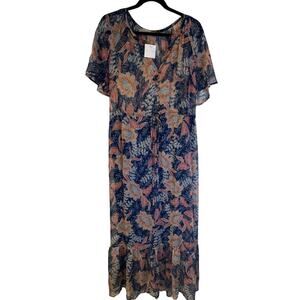 Nyland Women's Fairycore Tiered Maxi Dress Size L NEW Lyric Flutter Sleeves Boho